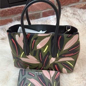 Kate Spade Eva Mod print small zip satchel w/crossbody and wallet NWOT